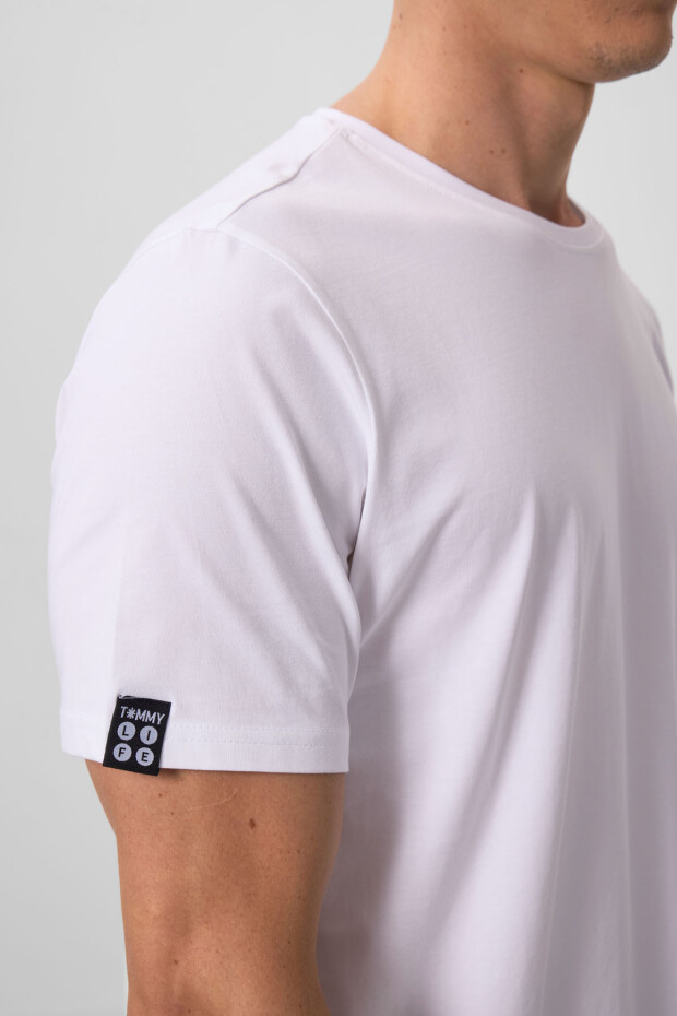 Beyaz Erkek Basic Kısa Kol Standart Kalıp O Yaka T-shirt - 87911 - 5