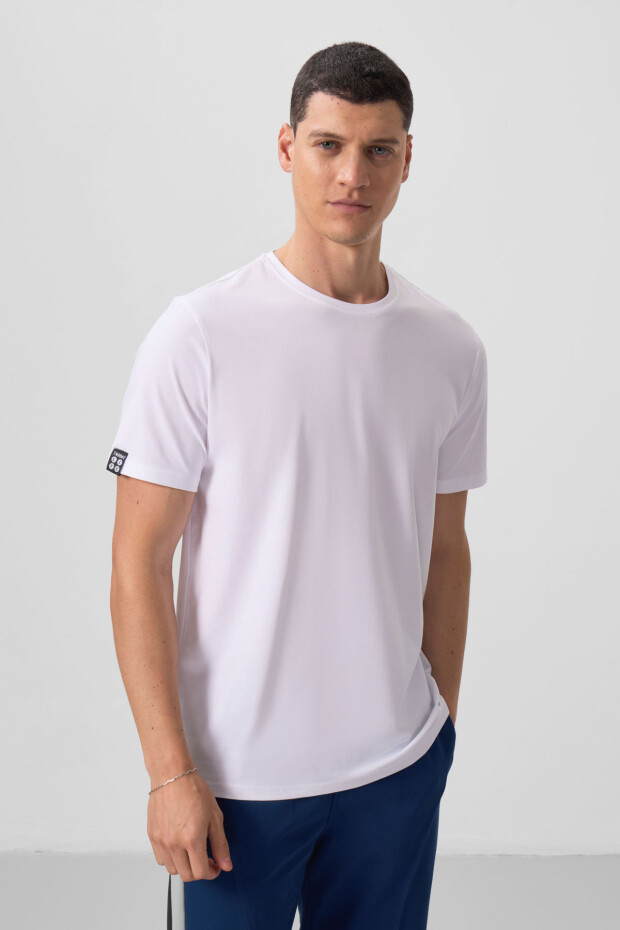 Beyaz Erkek Basic Kısa Kol Standart Kalıp O Yaka T-shirt - 87911 - 6