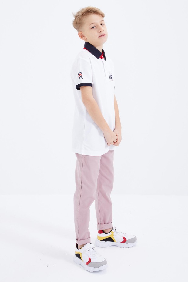Beyaz Air Yazılı Standart Kalıp Polo Yaka Erkek Çocuk T-Shirt - 10894