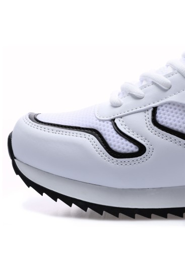 Beyaz Bağcıklı File Detaylı Yüksek Taban Erkek Spor Ayakkabı - 89061 - Thumbnail