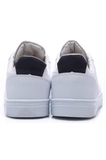 Beyaz Bağcıklı Suni Deri Detaylı Erkek Spor Ayakkabı - 89065 - Thumbnail