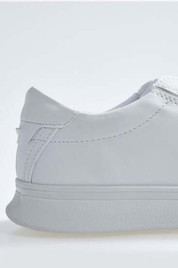 Beyaz Bağcıklı Suni Deri Erkek Spor Ayakkabı - 89092 - Thumbnail