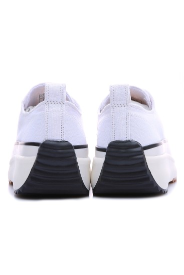 Beyaz Bağcıklı Yüksek Taban Günlük Kadın Spor Ayakkabı - 89070 - Thumbnail