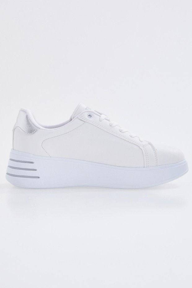 Beyaz Bağcıklı Yüksek Taban Günlük Kadın Spor Ayakkabı - 89071