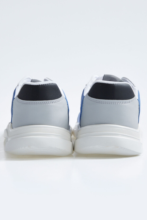 Beyaz Bağcıklı Yüksek Taban Suni Deri Detaylı Erkek Spor Ayakkabı - 89117