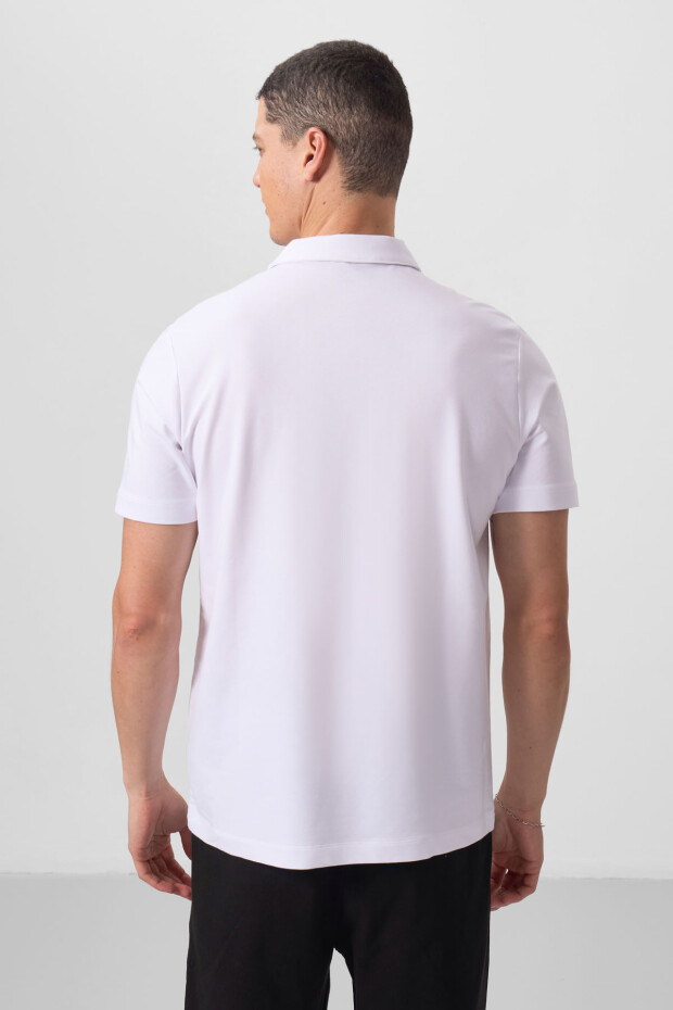 Beyaz Standart Kalıp Basic Polo Yaka Erkek T-Shirt - 87768 - 7