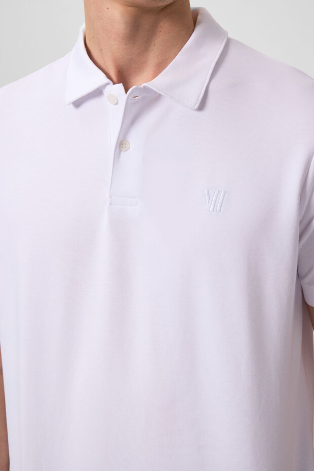 Beyaz Standart Kalıp Basic Polo Yaka Erkek T-Shirt - 87768 - 5