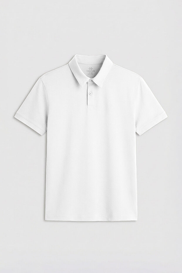 Beyaz Standart Kalıp Basic Polo Yaka Erkek T-Shirt - 87768 - 1