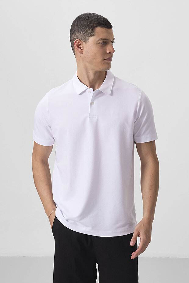 Beyaz Standart Kalıp Basic Polo Yaka Erkek T-Shirt - 87768 - 3