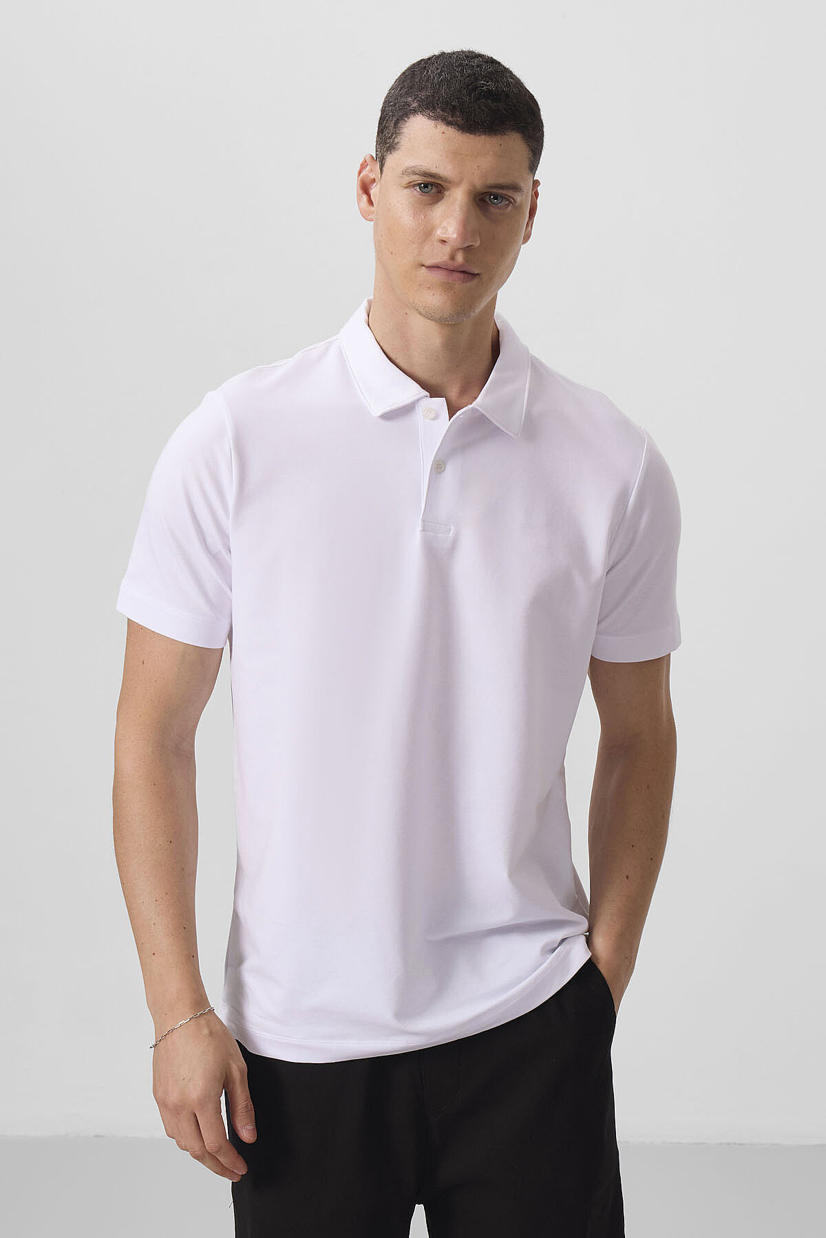 Beyaz Standart Kalıp Basic Polo Yaka Erkek T-Shirt - 87768 | TOMMYLIFE