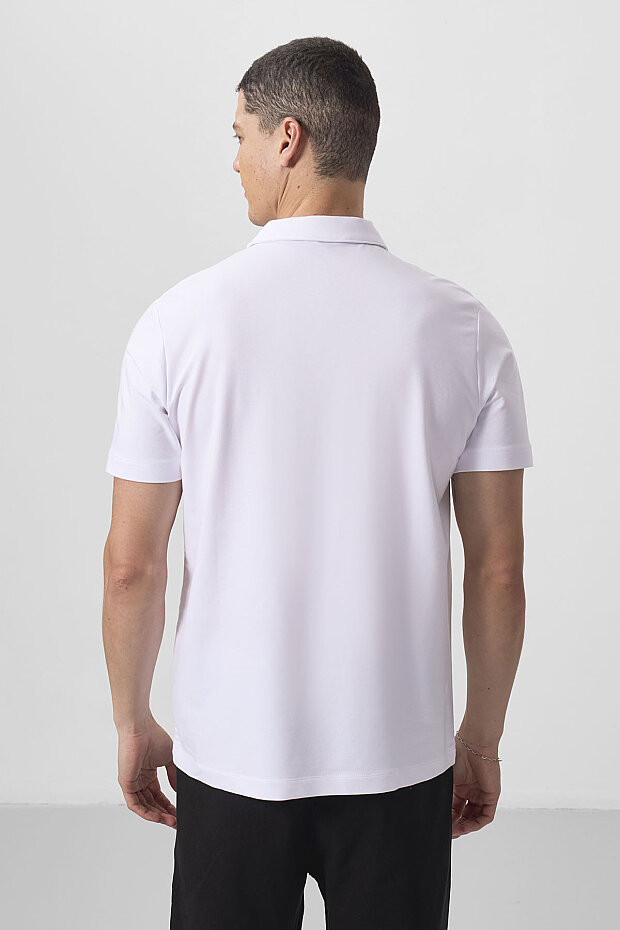 Beyaz Standart Kalıp Basic Polo Yaka Erkek T-Shirt - 87768 - 6