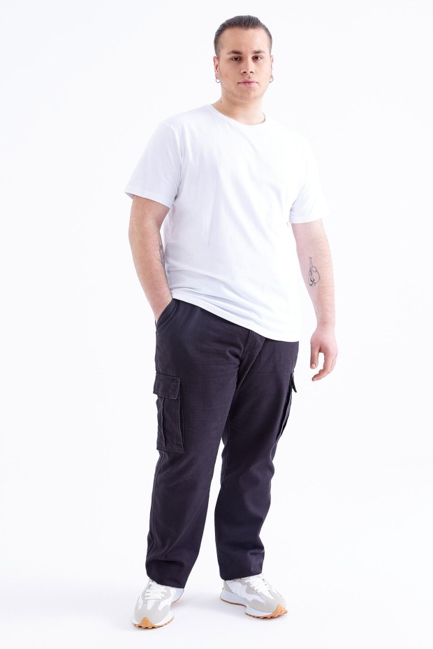 Beyaz Basic Kısa Kol O Yaka Büyük Beden Erkek T-Shirt - 88072 - 2