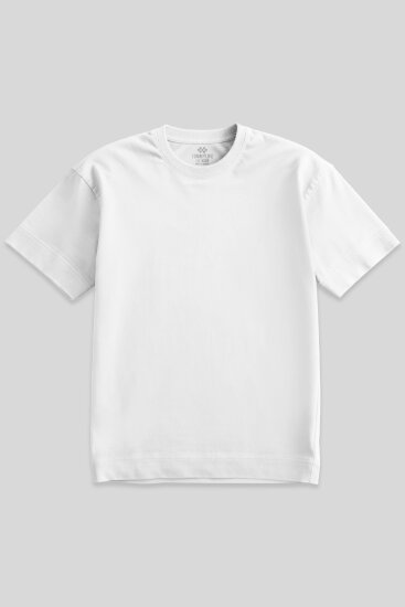Beyaz Basic Kısa Kol O Yaka Büyük Beden Erkek T-Shirt - 88072 