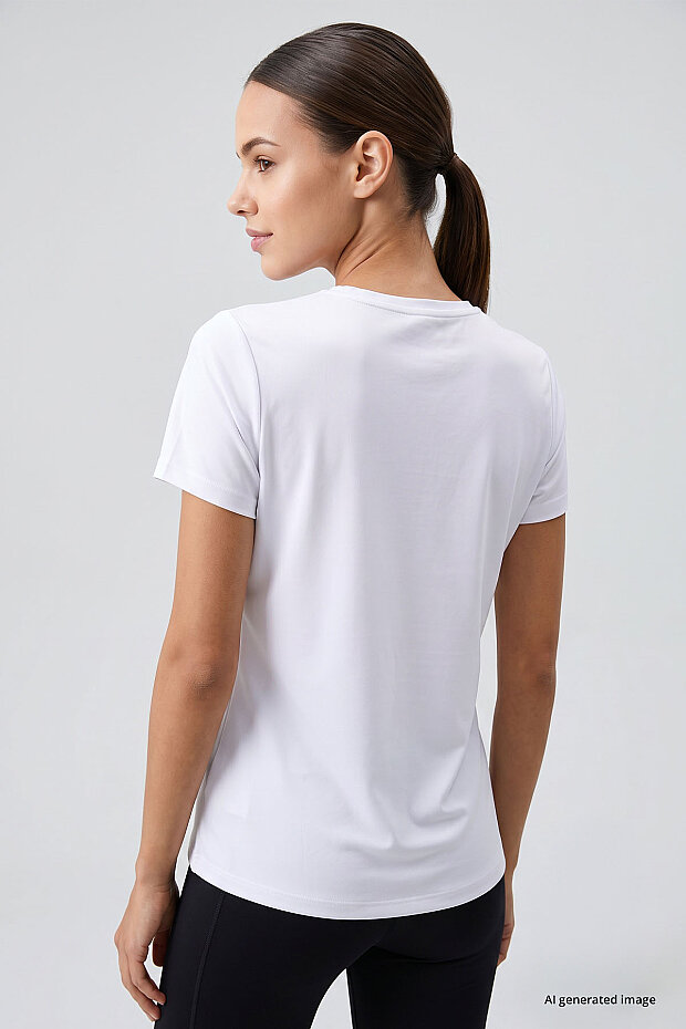 Beyaz Basic Kısa Kol Standart Kalıp O Yaka Kadın T-Shirt - 97144 - 5
