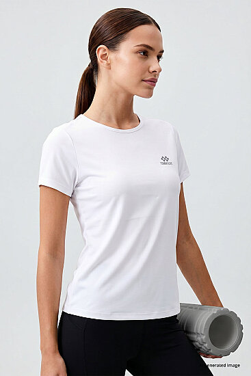 Beyaz Basic Kısa Kol Standart Kalıp O Yaka Kadın T-Shirt - 97144 