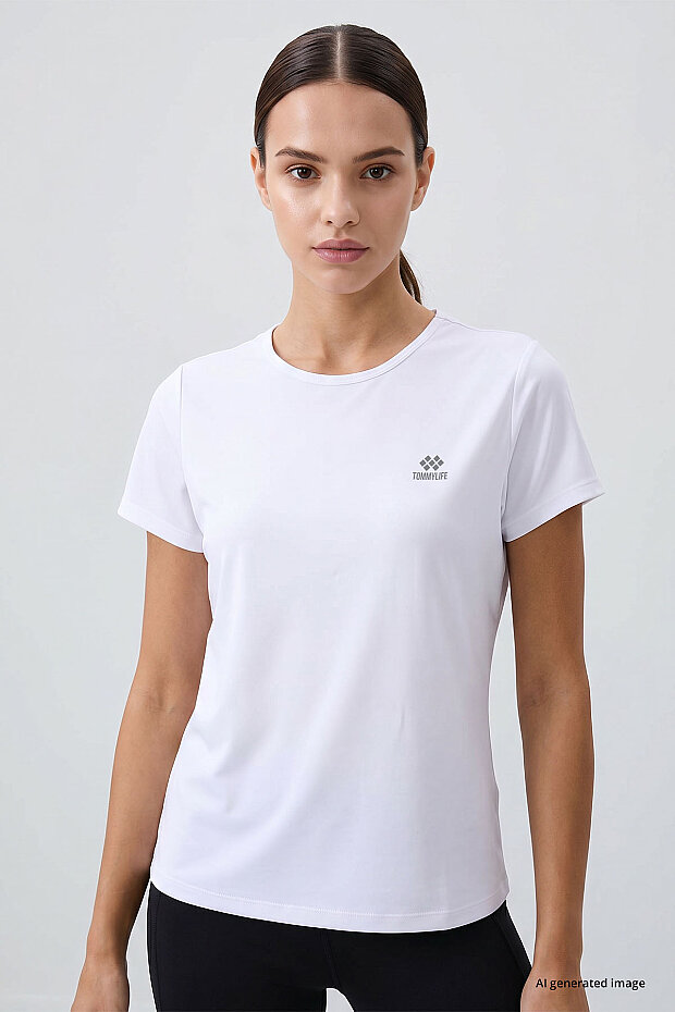 Beyaz Basic Kısa Kol Standart Kalıp O Yaka Kadın T-Shirt - 97144 - 4