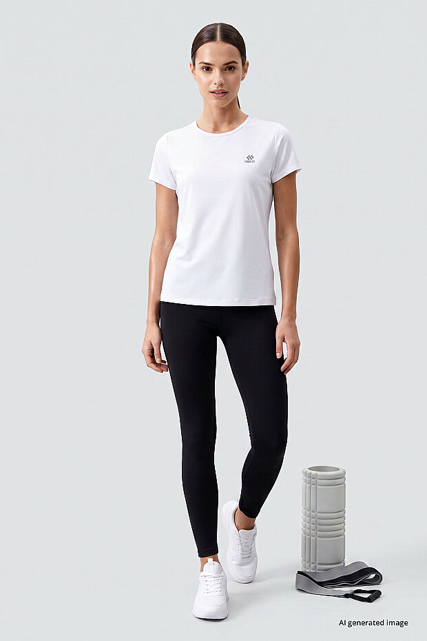 Beyaz Basic Kısa Kol Standart Kalıp O Yaka Kadın T-Shirt - 97144 - 2