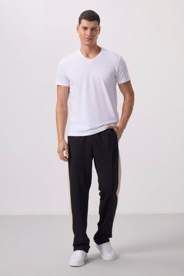 Beyaz Basic Kısa Kol Standart Kalıp V Yaka Erkek T-Shirt - 87912 - TOMMYLIFE (1)