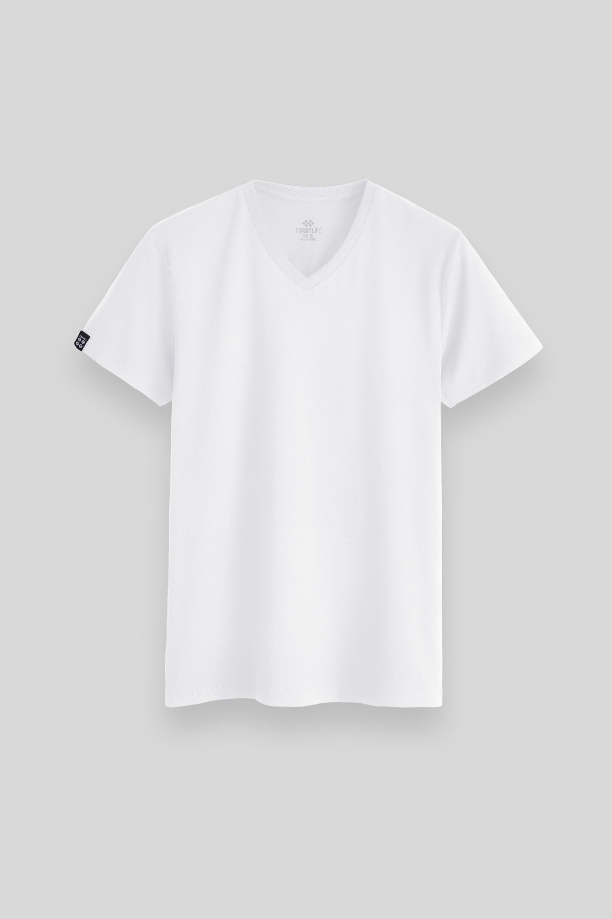 Beyaz Basic Kısa Kol Standart Kalıp V Yaka Erkek T-Shirt - 87912 - TOMMYLIFE