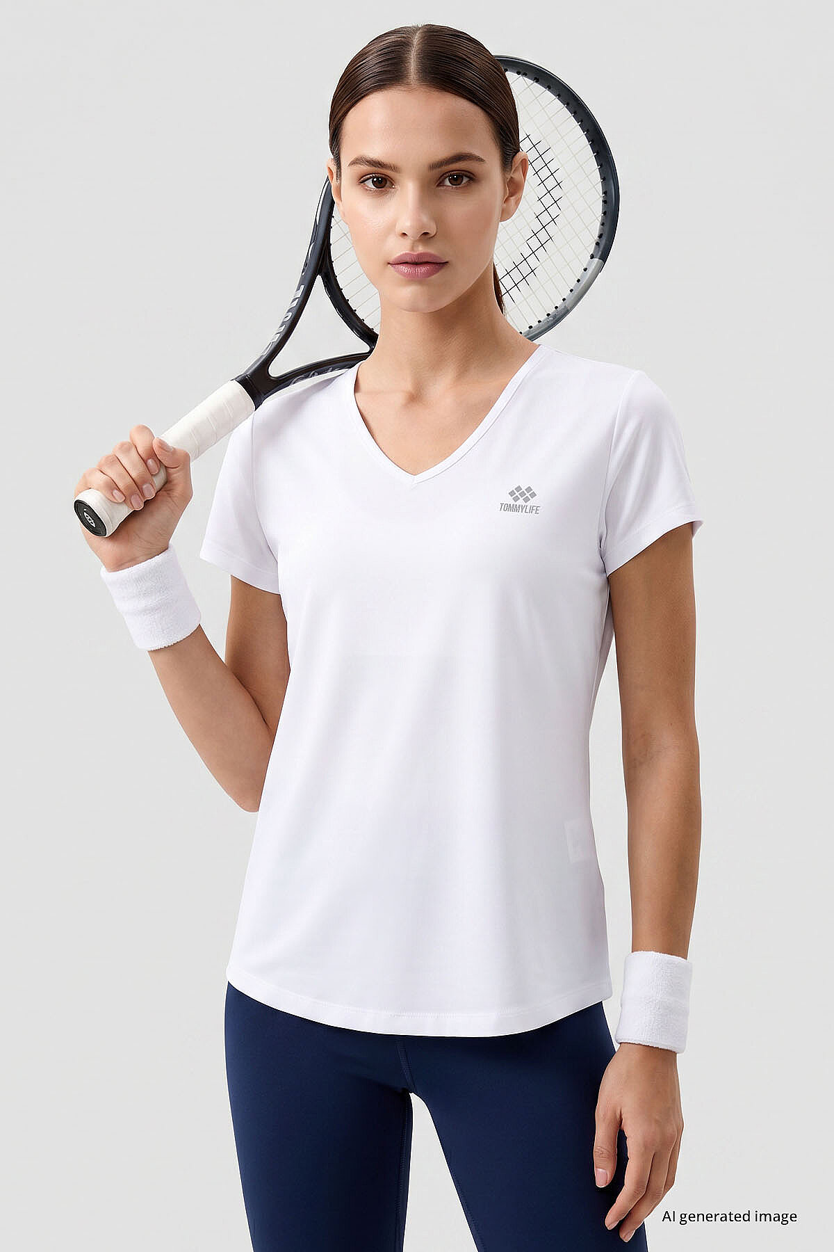 Beyaz Basic Kısa Kol Standart Kalıp V Yaka Kadın T-Shirt - 97145 - TOMMYLIFE
