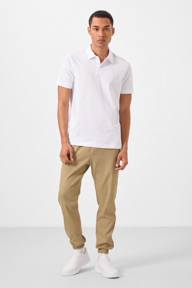 Beyaz Standart Kalıp Basic Polo Yaka Erkek T-Shirt - 87748