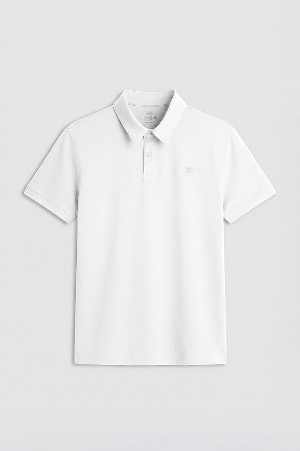 Beyaz Standart Kalıp Basic Polo Yaka Erkek T-Shirt - 87748 - 1