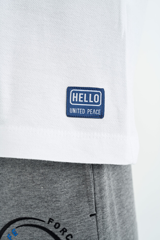 Beyaz Baskı Detaylı O Yaka Standart Kalıp Erkek Çocuk T-Shirt - 11145 - 8