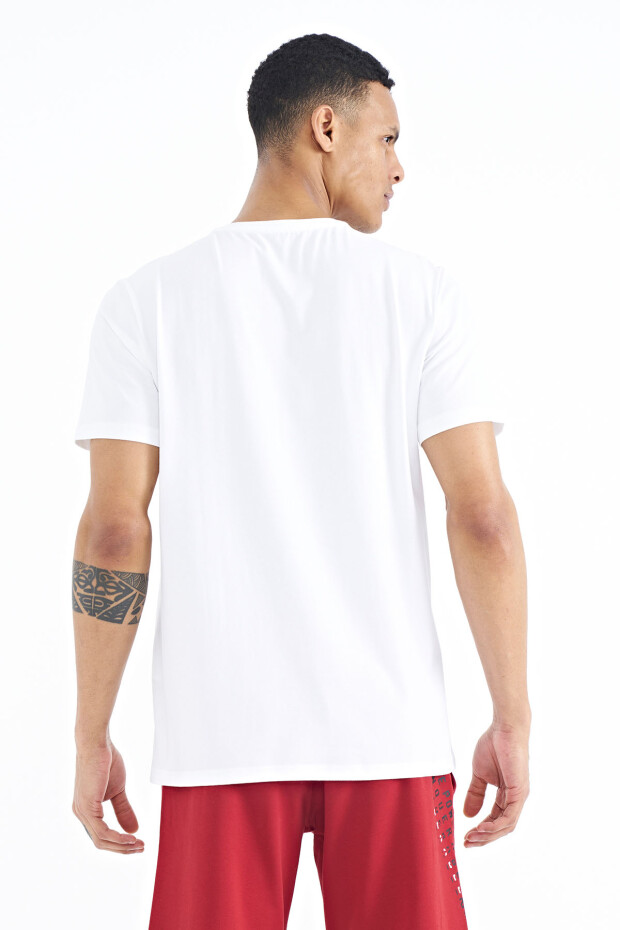 Beyaz Baskı Detaylı O Yaka Standart Kalıp Erkek T-Shirt - 88175