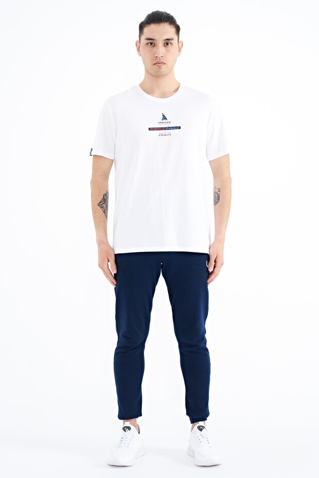 Beyaz Baskılı O Yaka Standart Kalıp Erkek T-shirt - 88212