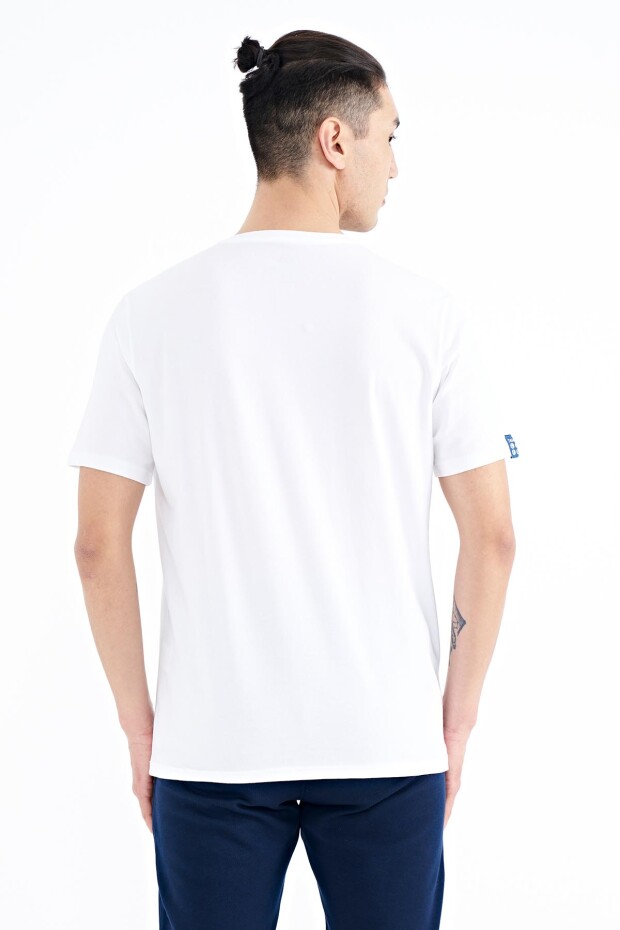 Beyaz Baskılı O Yaka Standart Kalıp Erkek T-shirt - 88212