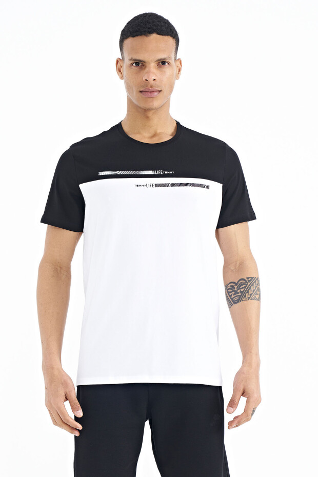 Beyaz Baskılı Standart Kalıp O Yaka Erkek T-shirt - 88185