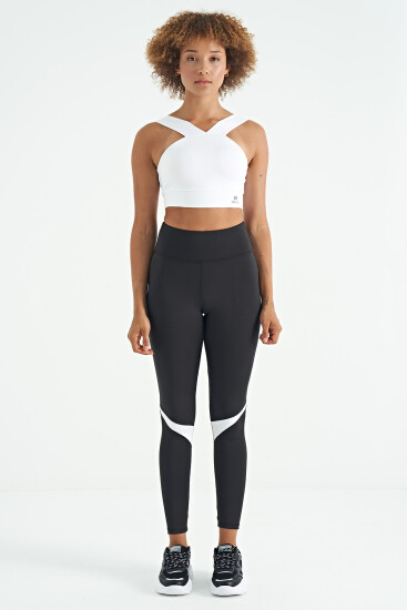 Beyaz Logo Baskılı Dar Kalıp Dalgıç Kumaş Kadın Büstiyer - 97259 - TOMMYLIFE (1)