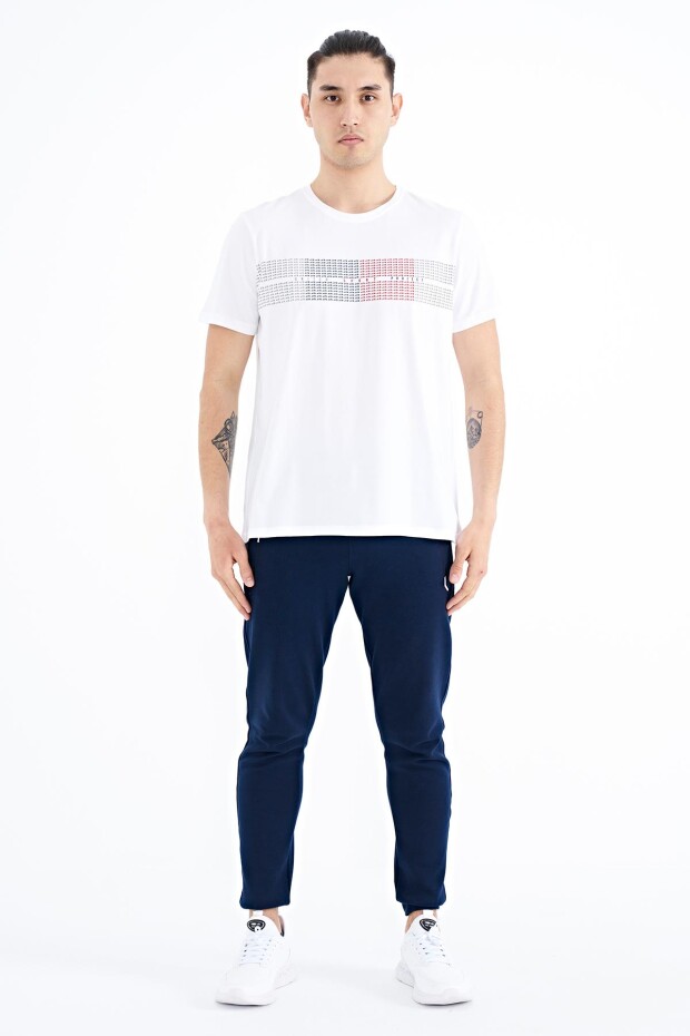 Beyaz Minimal Yazı Baskılı Standart Kalıp Erkek T-shirt - 88182