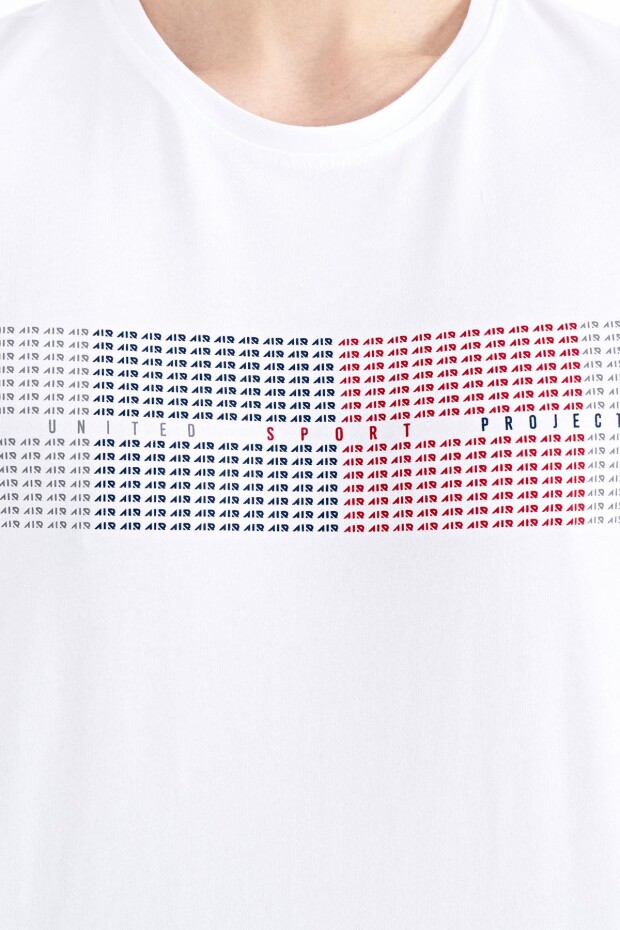 Beyaz Minimal Yazı Baskılı Standart Kalıp Erkek T-shirt - 88182