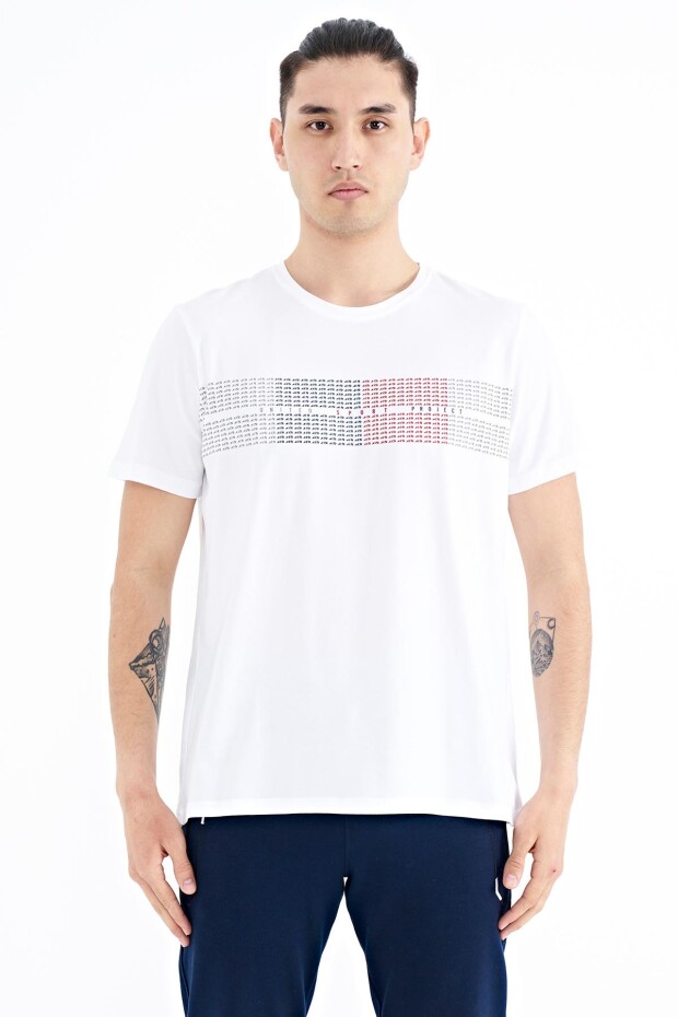 Beyaz Minimal Yazı Baskılı Standart Kalıp Erkek T-shirt - 88182