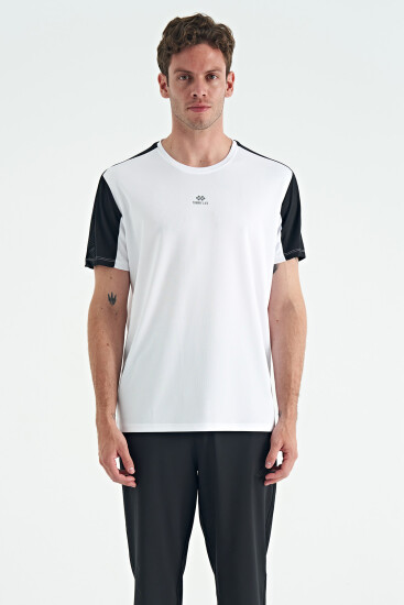 Beyaz O Yaka Standart Kalıp Sırt Baskı Detaylı Aktif Spor Erkek T-Shirt - 88256 