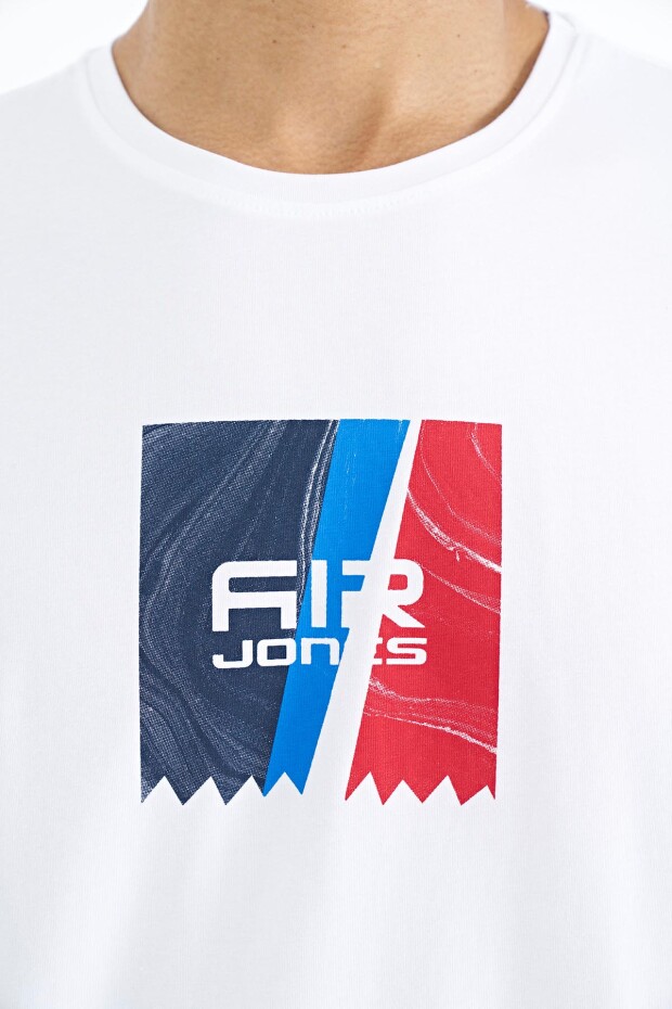 Frank Beyaz Standart Kalıp Erkek T-Shirt - 88219