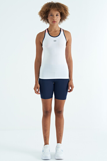 Beyaz Sırt Detaylı Baskılı Standart Kalıp Kadın Atlet - 97269 - TOMMYLIFE (1)