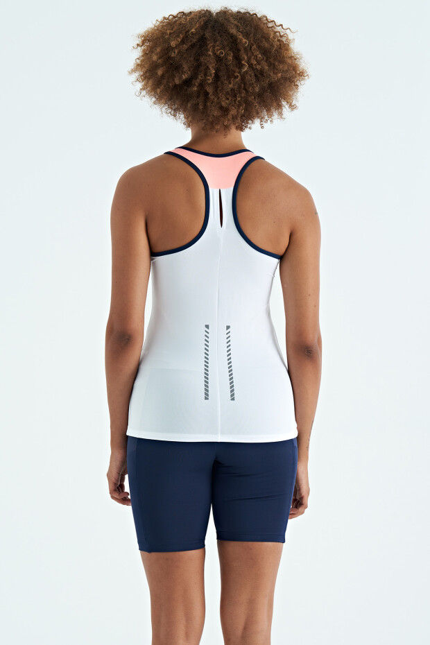 Beyaz Sırt Detaylı Baskılı Standart Kalıp Kadın Atlet - 97269 - 5