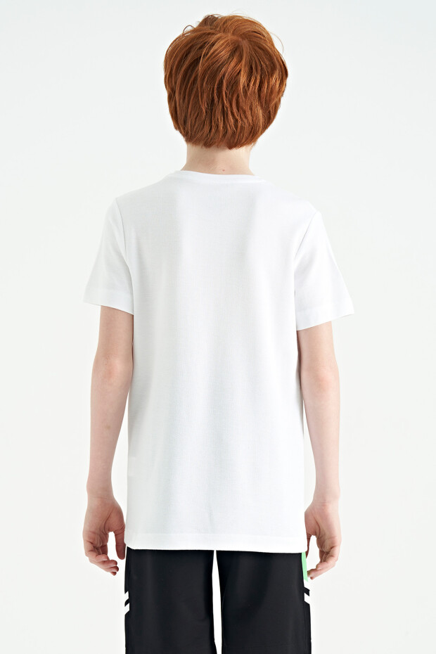 Beyaz Yazı Baskılı O Yaka Standart Kalıp Erkek Çocuk T-Shirt - 11119 - 8