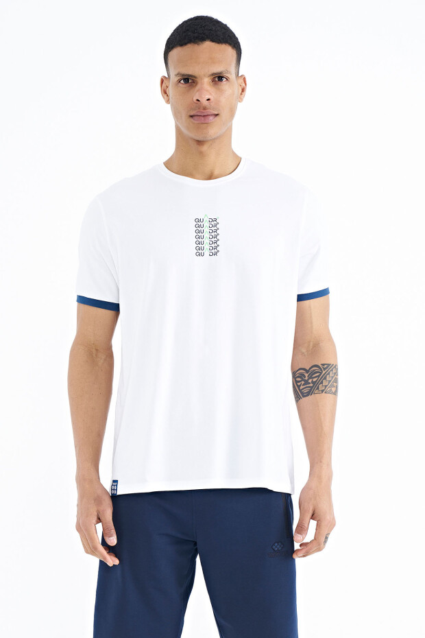 Beyaz Yazı Baskılı O Yaka Standart Kalıp Erkek T-shirt - 88169