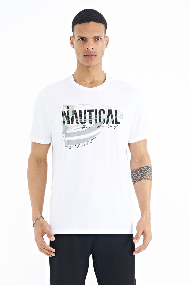 Beyaz Yazı Baskılı Standart Kalıp O Yaka Erkek T-Shirt - 88171