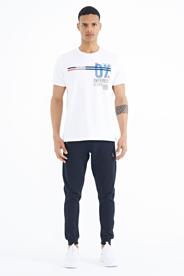 Beyaz Yazı Baskılı Standart Kalıp O Yaka Erkek T-Shirt - 88189