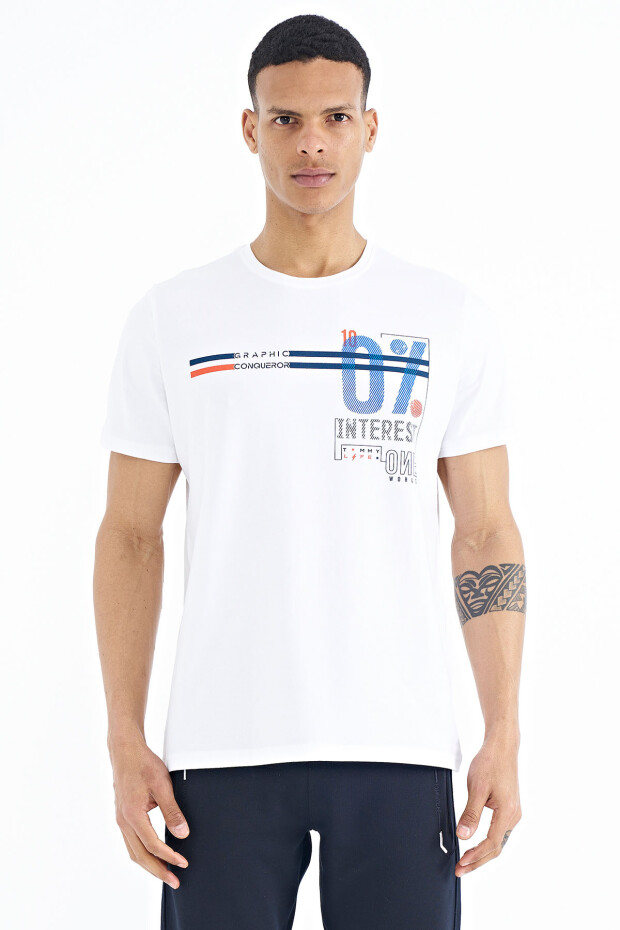 Beyaz Yazı Baskılı Standart Kalıp O Yaka Erkek T-Shirt - 88189