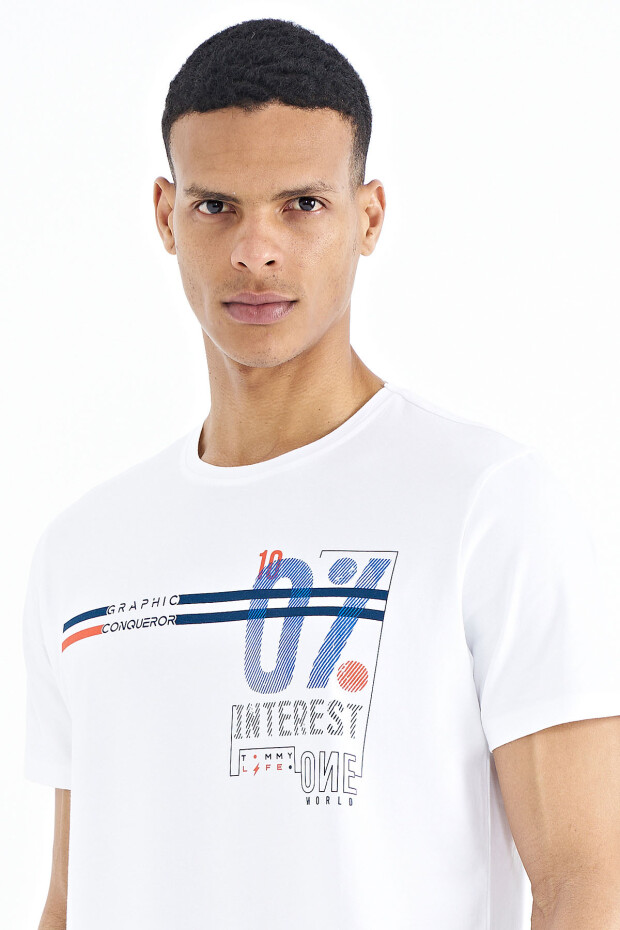 Beyaz Yazı Baskılı Standart Kalıp O Yaka Erkek T-Shirt - 88189