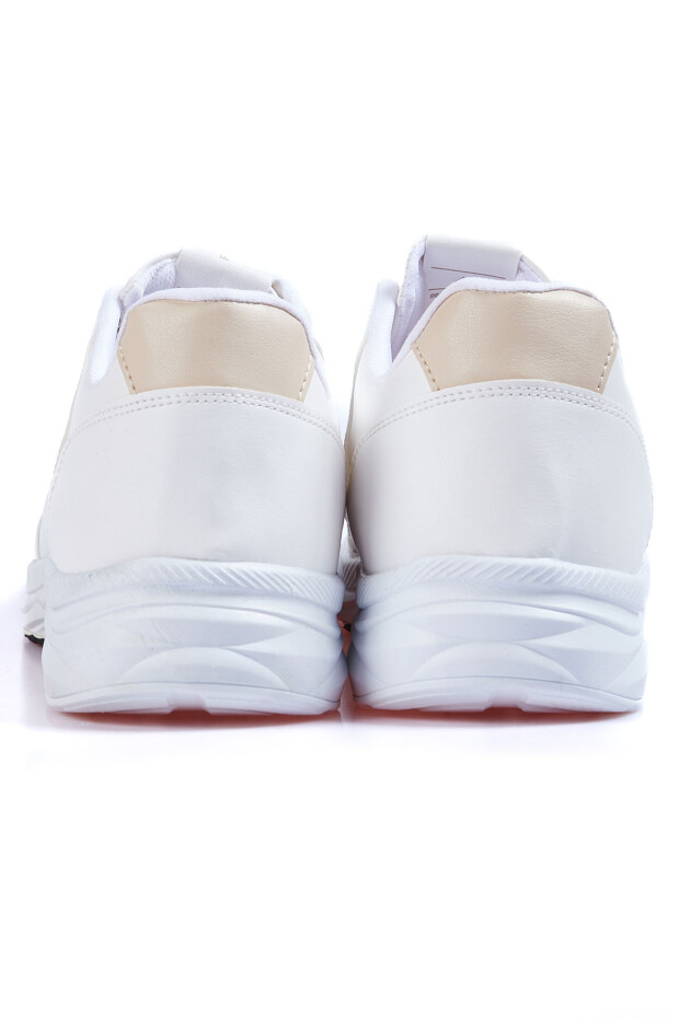 Beyaz Yüksek Taban Bağcıklı Suni Deri Erkek Spor Ayakkabı - 89113