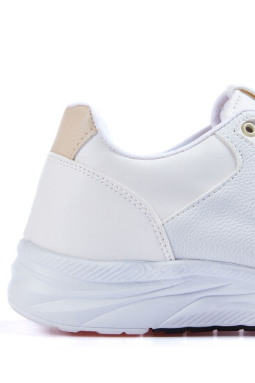 Beyaz Yüksek Taban Bağcıklı Suni Deri Erkek Spor Ayakkabı - 89113 - Thumbnail