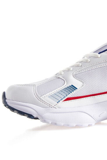 Beyaz Yüksek Taban File Detaylı Suni Deri Erkek Spor Ayakkabısı - 89121 - Thumbnail