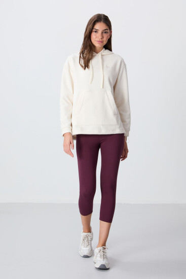 Bordo Yüksek Bel Slim Fit Dar Paça Kadın Kapri Tayt - 93097 