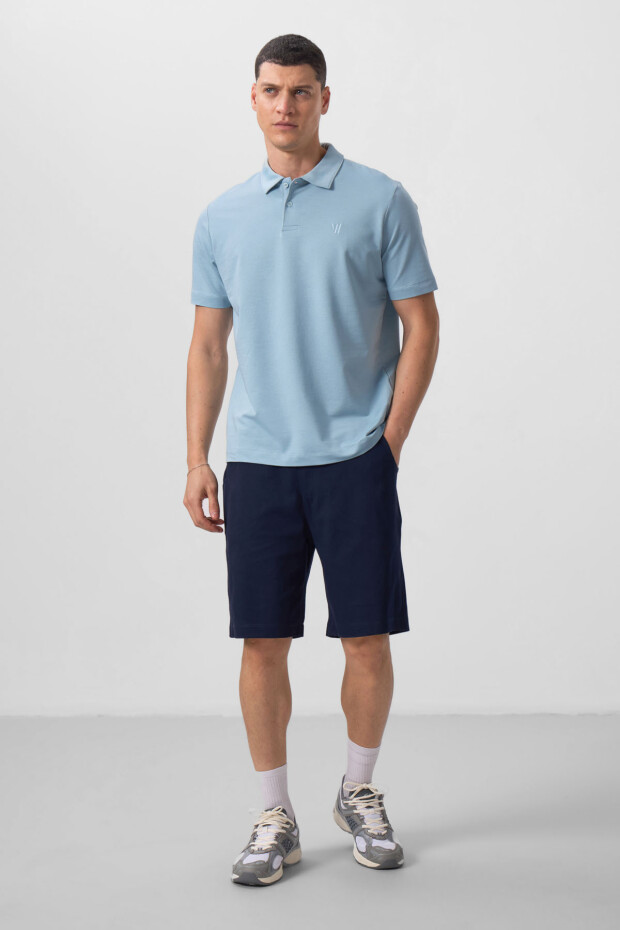 Buz Mavi Standart Kalıp Basic Polo Yaka Erkek T-Shirt - 87768 - 2